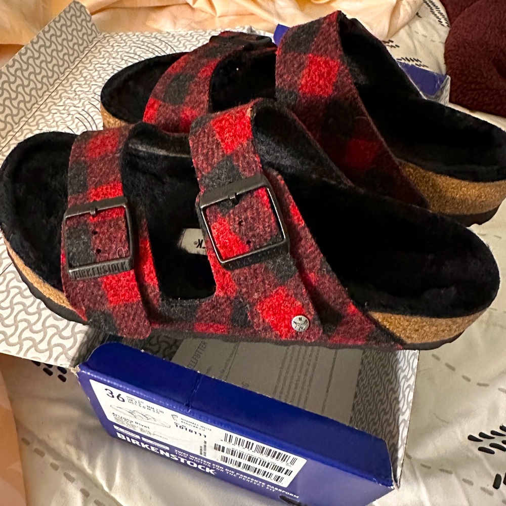 NWT Buffalo Plaid Birkenstocks